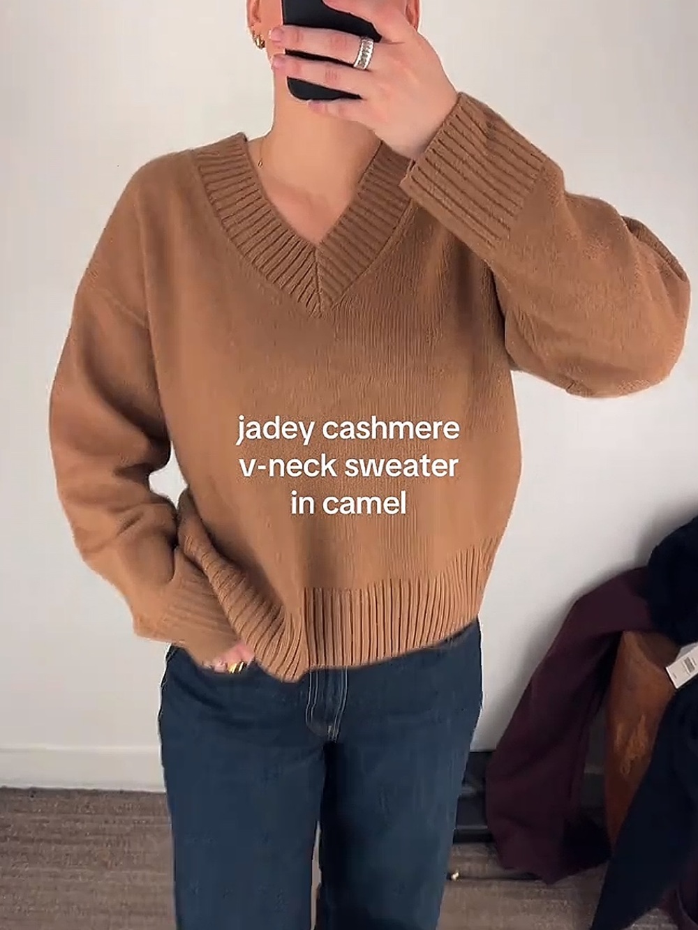Reformation Jadey Cashmere Oversized V-Neck Sweater